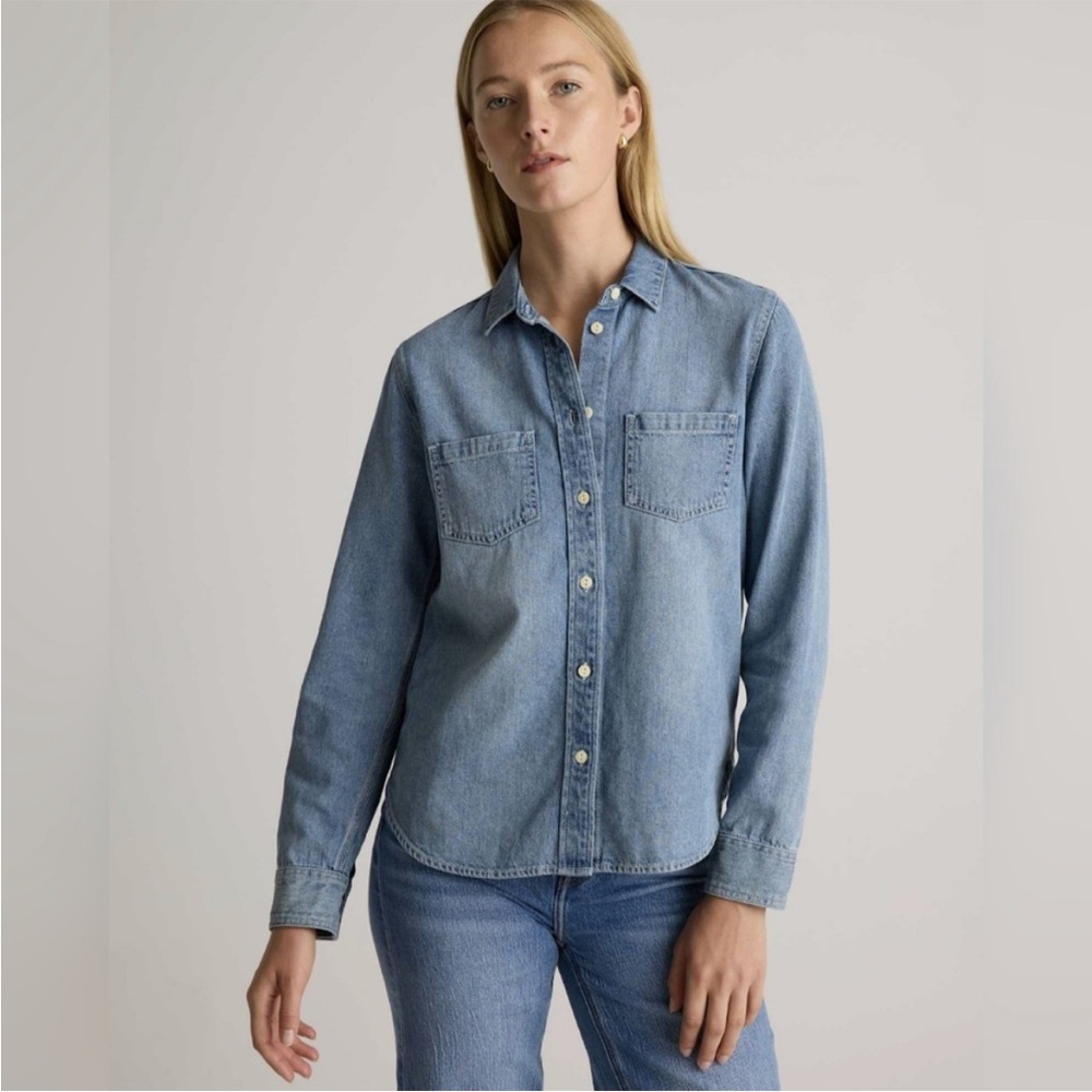Quince Light Blue Denim Button-Down Shirt